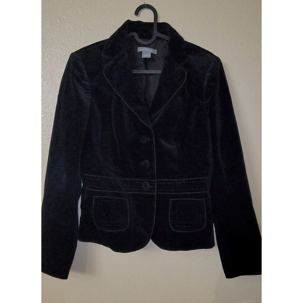 Ann Taylor Black Velvet Blazer Size 4